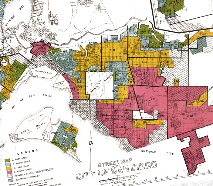 City of San Diego redlining map
